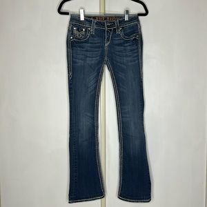 Rock Revival size 26, Darcy Boot, light wash jeans, light gray stitching.